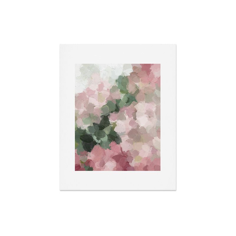 Blurry Bouquet - Forest Green Fuchsia Blush Dark Pink Abstract Flower Nature Painting Art Print Art Print Gallery Image 4