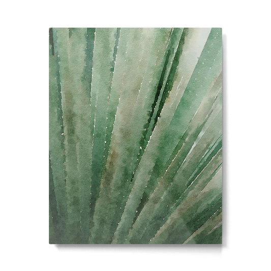 Palm Reading - Botanical Forest Sage Green Close Up Palm Leaf Watercolor Nature Art Print Metal Print Gallery Image 1
