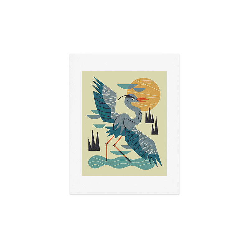 Stretching Heron Art Print Gallery Image 2