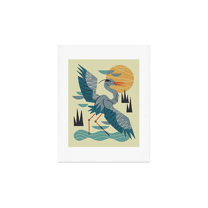 Stretching Heron Art Print Gallery Image 2
