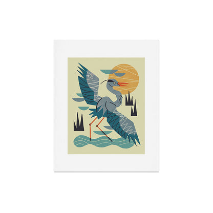 Stretching Heron Art Print Gallery Image 5