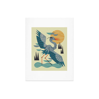 Stretching Heron Art Print Gallery Image 6