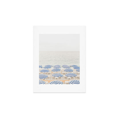Blue Striped Umbrellas of the French Riviera | Nice, France beach photography Art Print Gallery Image 3