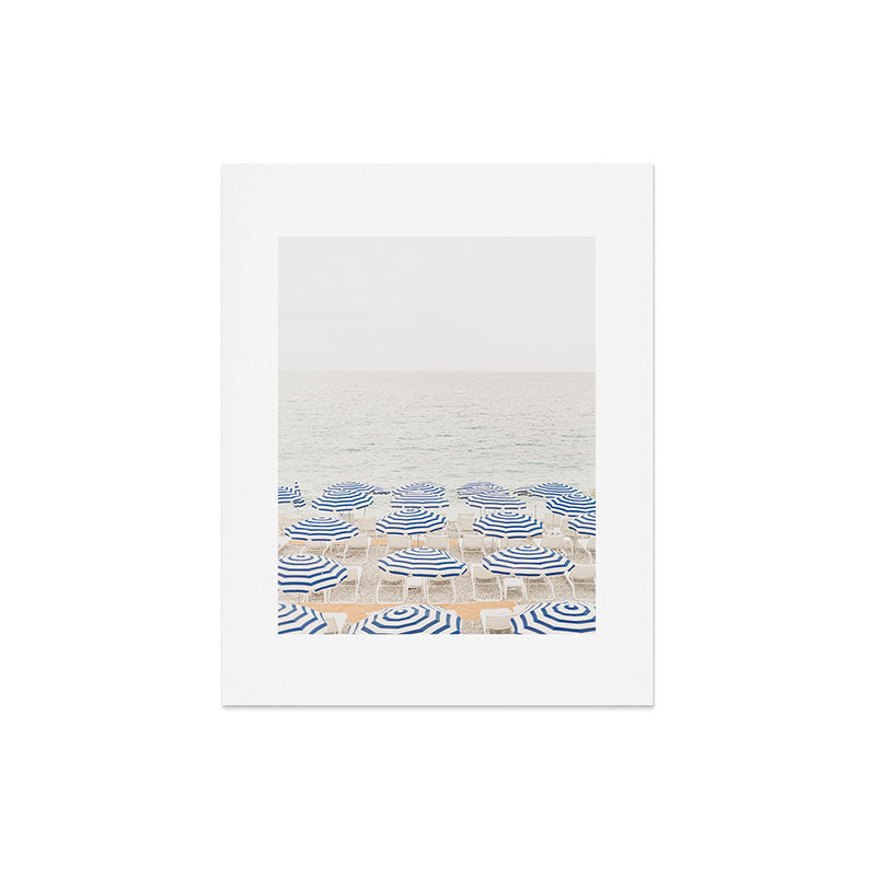Blue Striped Umbrellas of the French Riviera | Nice, France beach photography Art Print Gallery Image 5