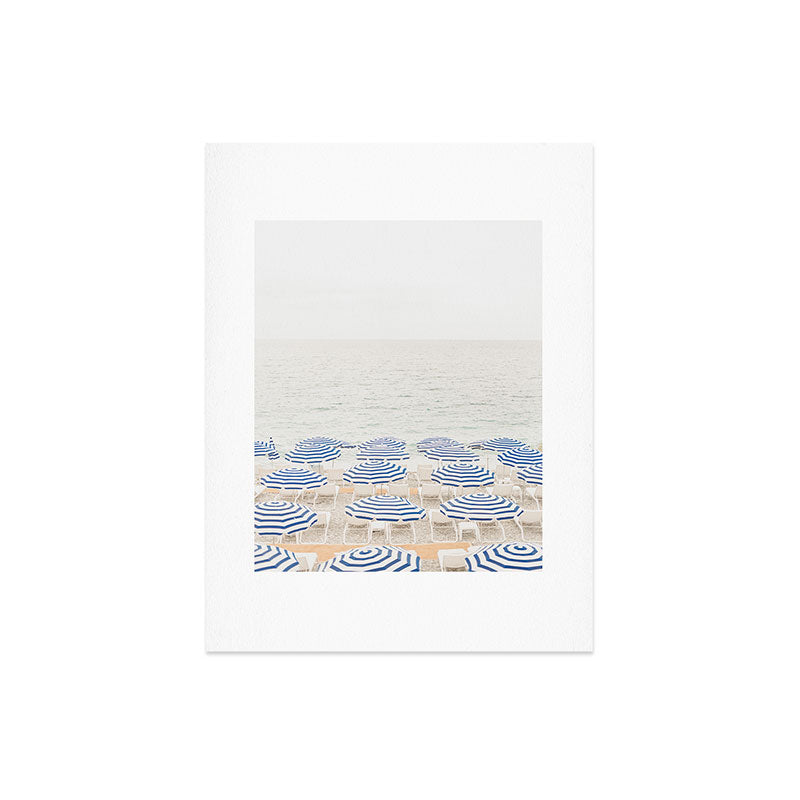 Blue Striped Umbrellas of the French Riviera | Nice, France beach photography Art Print Gallery Image 6
