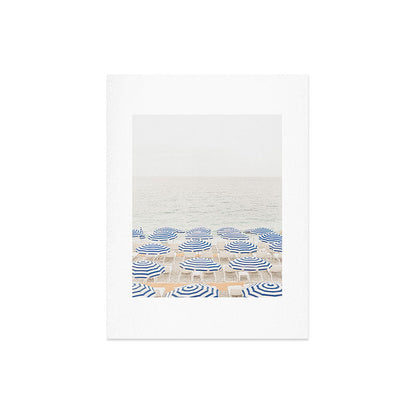 Blue Striped Umbrellas of the French Riviera | Nice, France beach photography Art Print Gallery Image 6