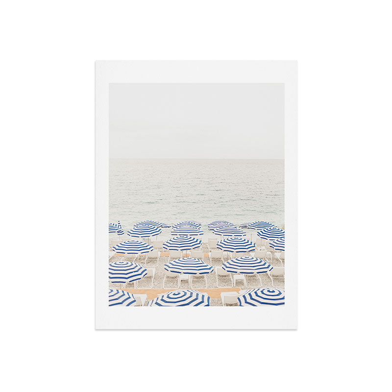 Blue Striped Umbrellas of the French Riviera | Nice, France beach photography Art Print Gallery Image 7