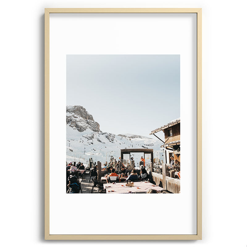 Dolomite Ski Resort | The definition of Mountaintop Après-ski definition | Norther Italy travel prints Framed Art Print Gallery Image 44