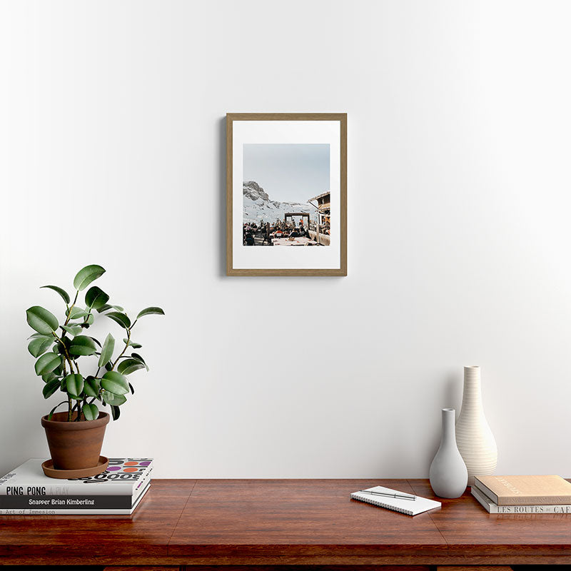 Dolomite Ski Resort | The definition of Mountaintop Après-ski definition | Norther Italy travel prints Framed Art Print Gallery Image 6
