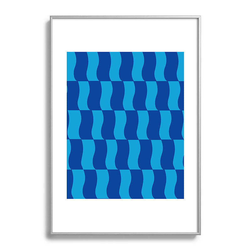 Cobalt Sky Wavy Blocks Framed Art Print Gallery Image 132