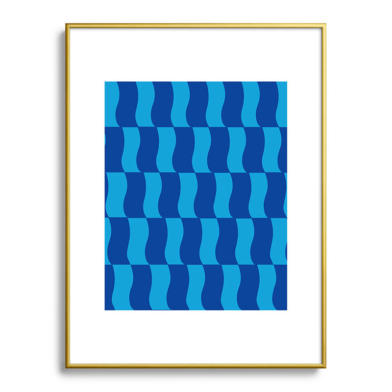 Cobalt Sky Wavy Blocks Framed Art Print Gallery Image 125
