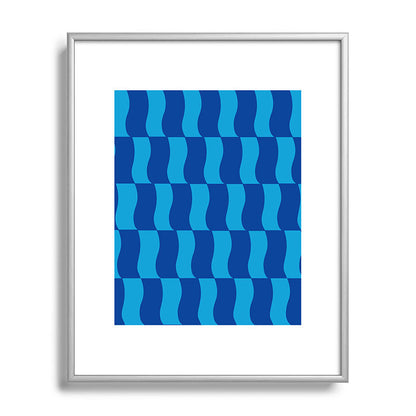 Cobalt Sky Wavy Blocks Framed Art Print Gallery Image 129