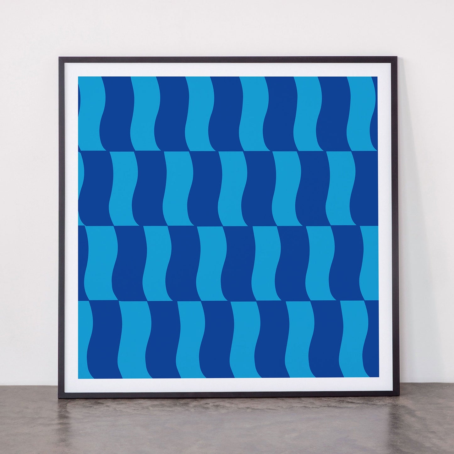 Cobalt Sky Wavy Blocks Framed Art Print Gallery Image 11
