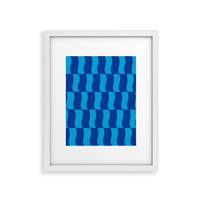 Cobalt Sky Wavy Blocks Framed Art Print Gallery Image 36