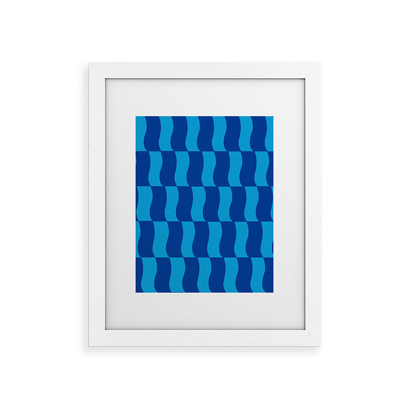 Cobalt Sky Wavy Blocks Framed Art Print Gallery Image 75