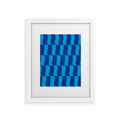 Cobalt Sky Wavy Blocks Framed Art Print Gallery Image 75