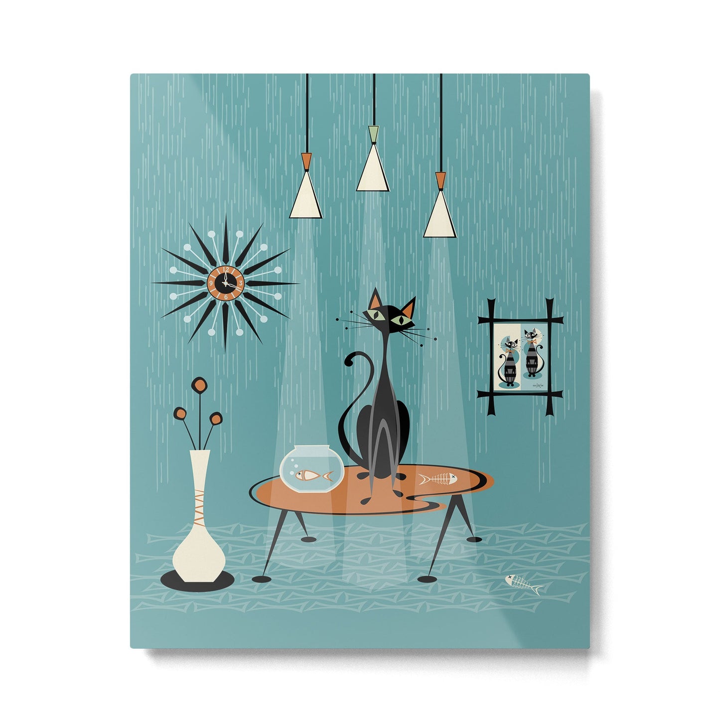 Mid Century Mishchief/ Cat Red Handed I Metal Print Gallery Image 6