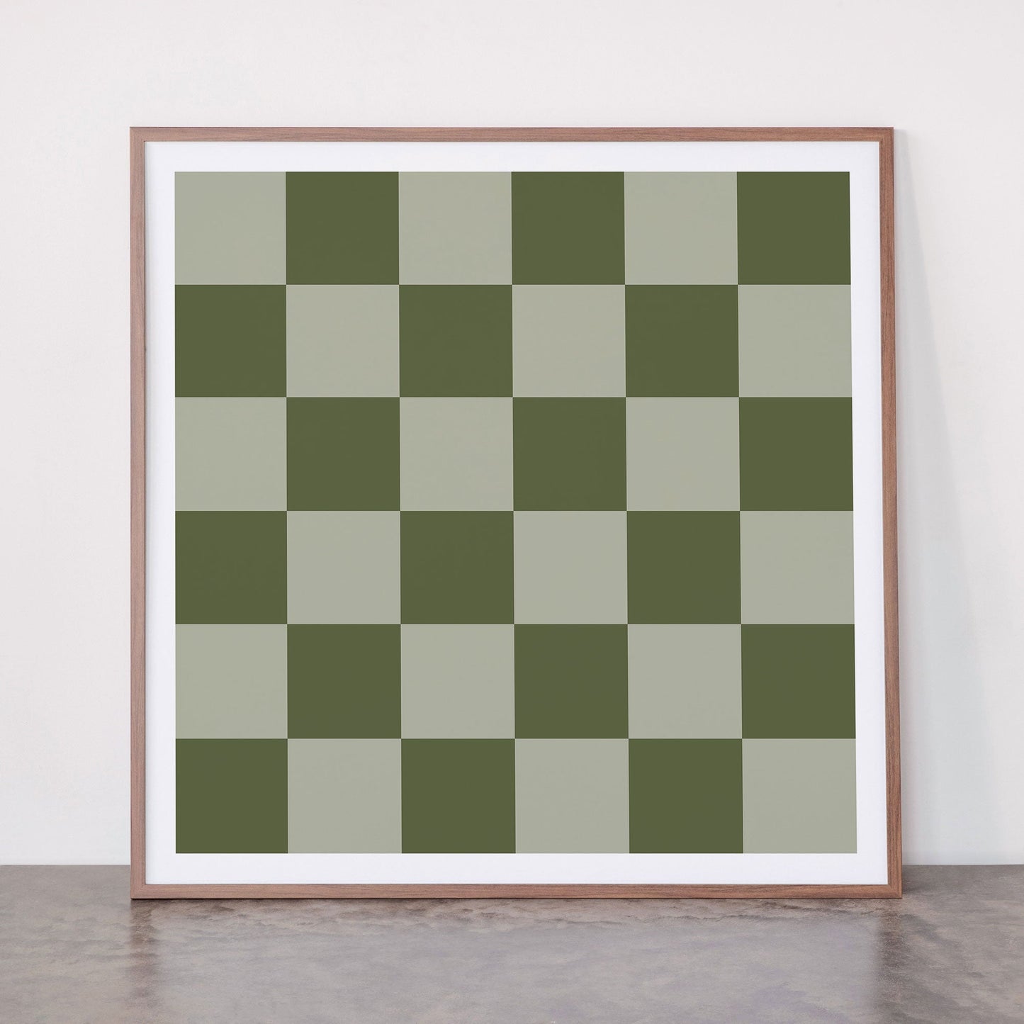 Checkered (Sage & Olive Green) Framed Art Print Gallery Image 6
