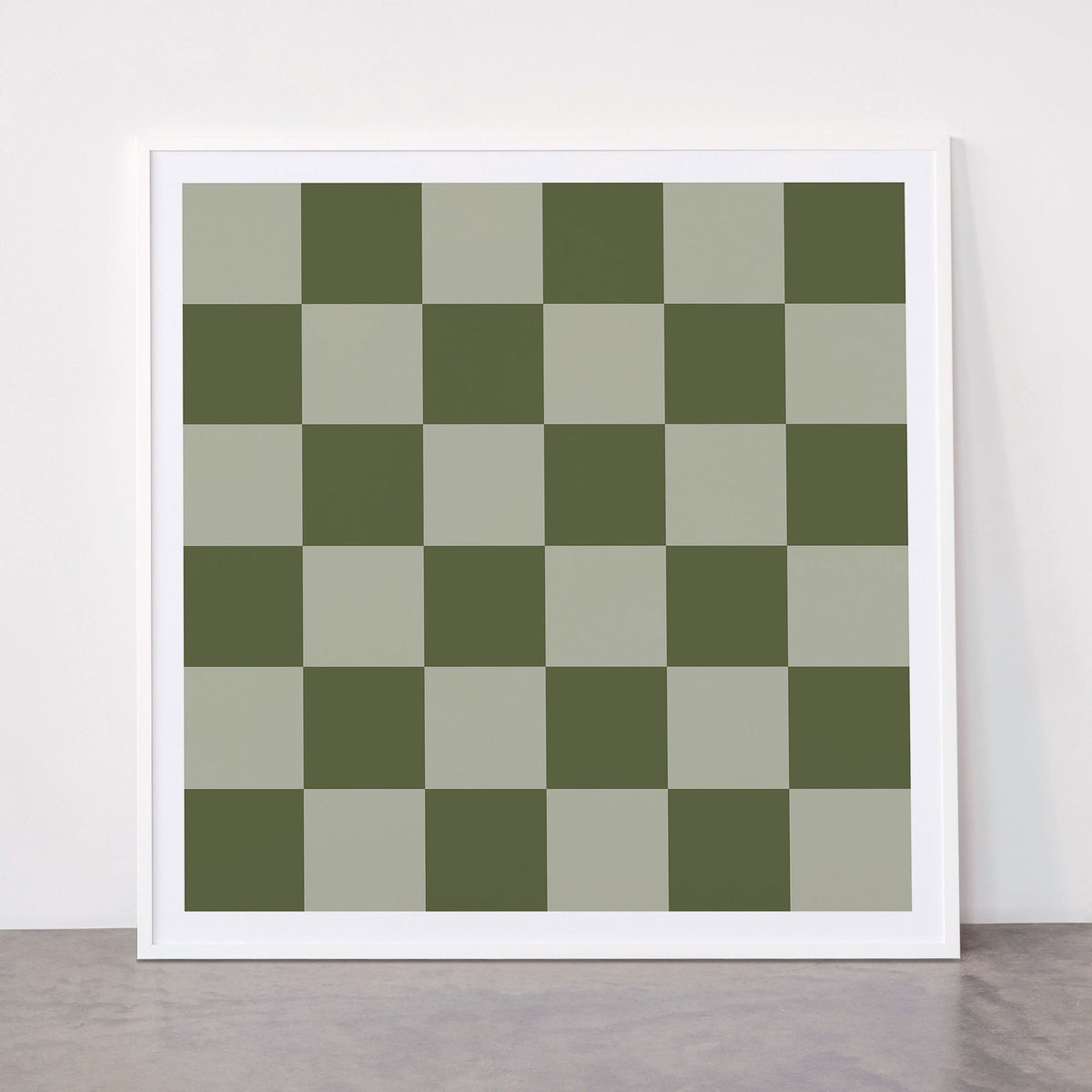 Checkered (Sage & Olive Green) Framed Art Print Gallery Image 12