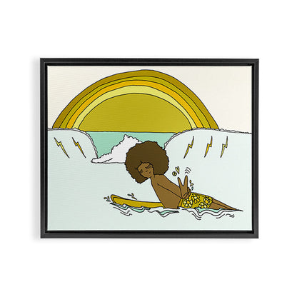 "buttons" kaluhiokalani 70s surf legend // retro surf art by surfy birdy Framed Canvas Print Gallery Image 6