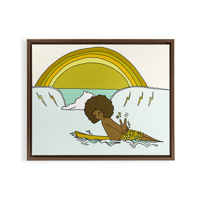"buttons" kaluhiokalani 70s surf legend // retro surf art by surfy birdy Framed Canvas Print Gallery Image 10