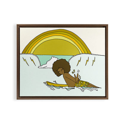 "buttons" kaluhiokalani 70s surf legend // retro surf art by surfy birdy Framed Canvas Print Gallery Image 10