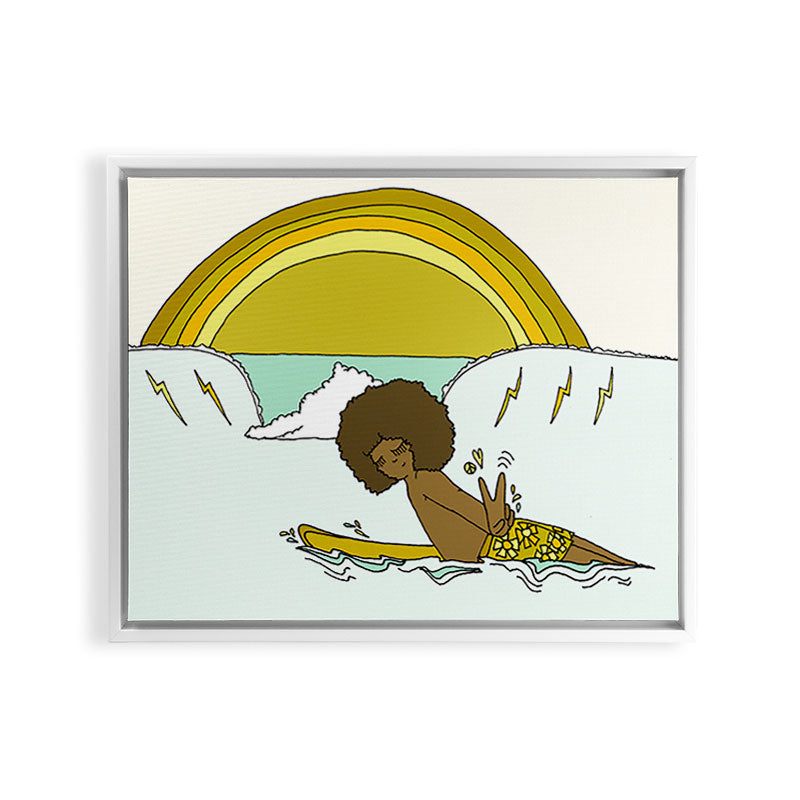 "buttons" kaluhiokalani 70s surf legend // retro surf art by surfy birdy Framed Canvas Print Gallery Image 21
