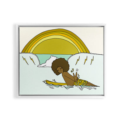 "buttons" kaluhiokalani 70s surf legend // retro surf art by surfy birdy Framed Canvas Print Gallery Image 19
