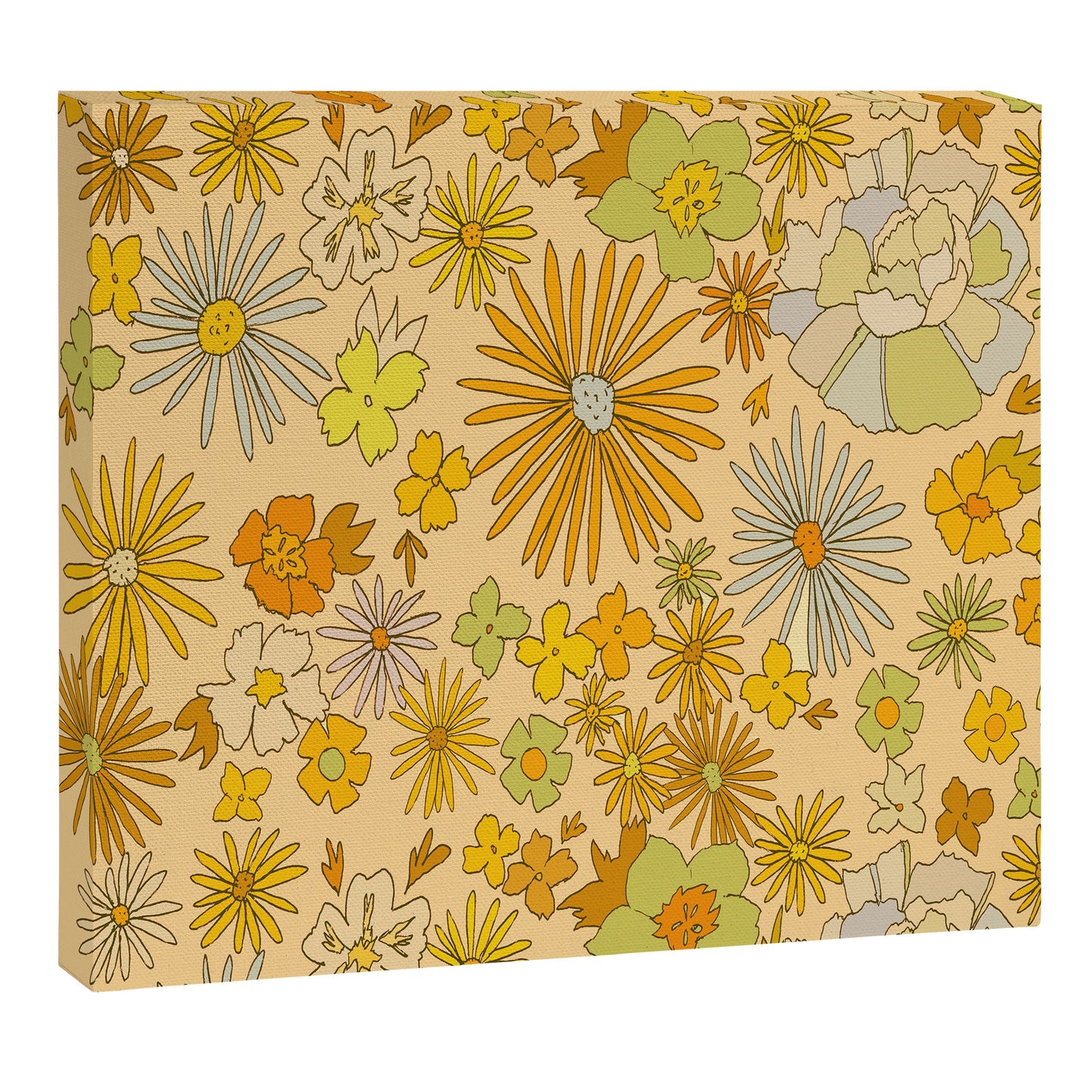 flower power wildflowers brown // retro art by surfy birdy Canvas Print Gallery Image 6