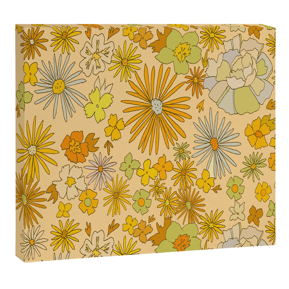 flower power wildflowers brown // retro art by surfy birdy Canvas Print Gallery Image 6