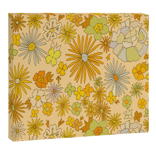 flower power wildflowers brown // retro art by surfy birdy Canvas Print Gallery Image 1