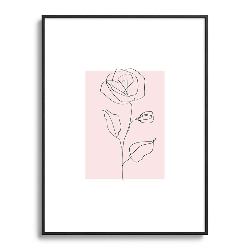 Botanical Line Art, Line Rose, Pink Wall Art, Minimalist Modern Art by Synplus Framed Art Print Gallery Image 84