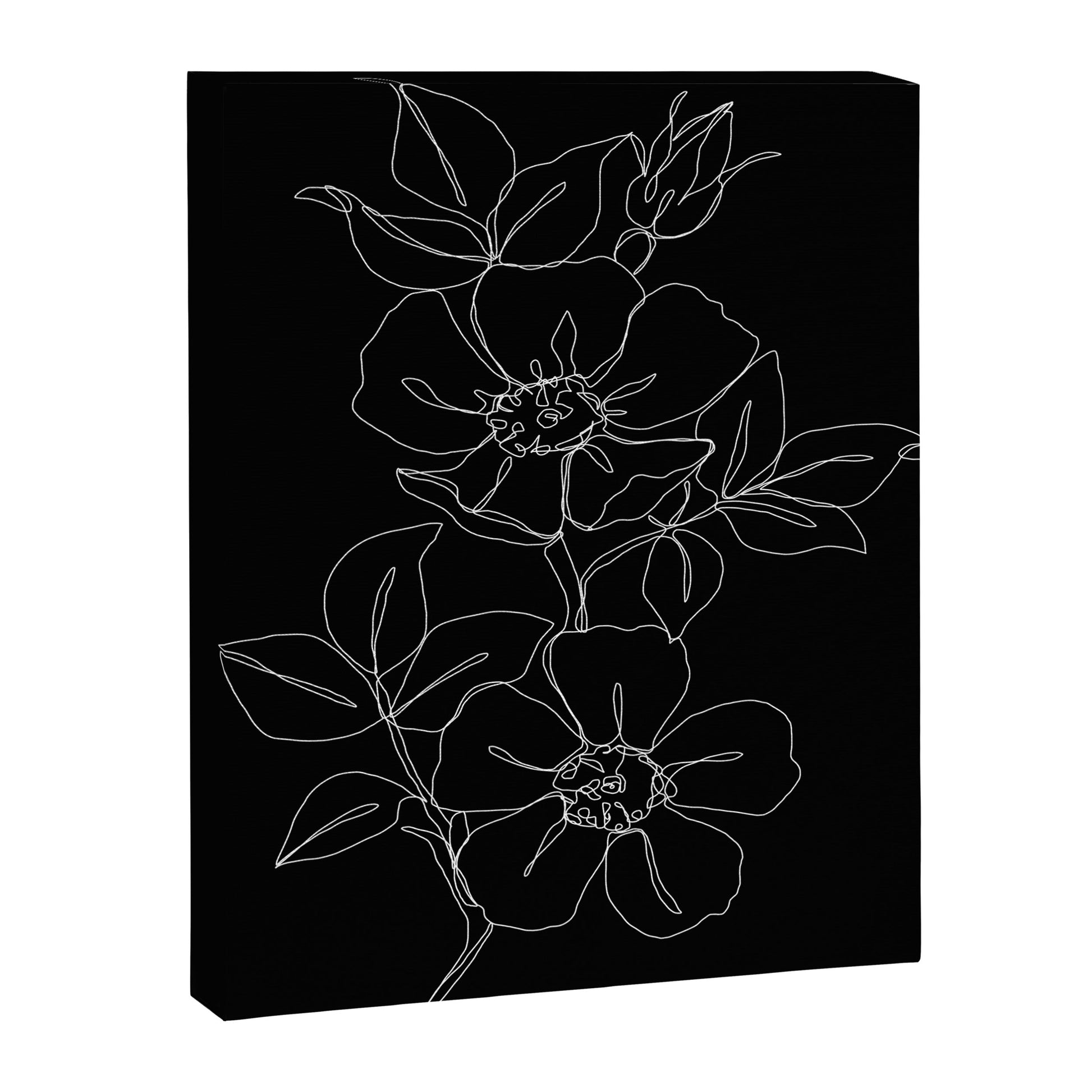 Botanical illustration one line drawing - Rose Black Canvas Print Gallery Image 3