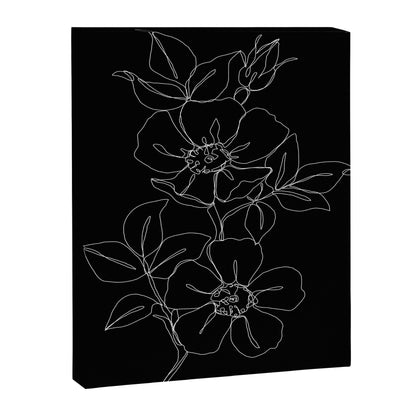 Botanical illustration one line drawing - Rose Black Canvas Print Gallery Image 1