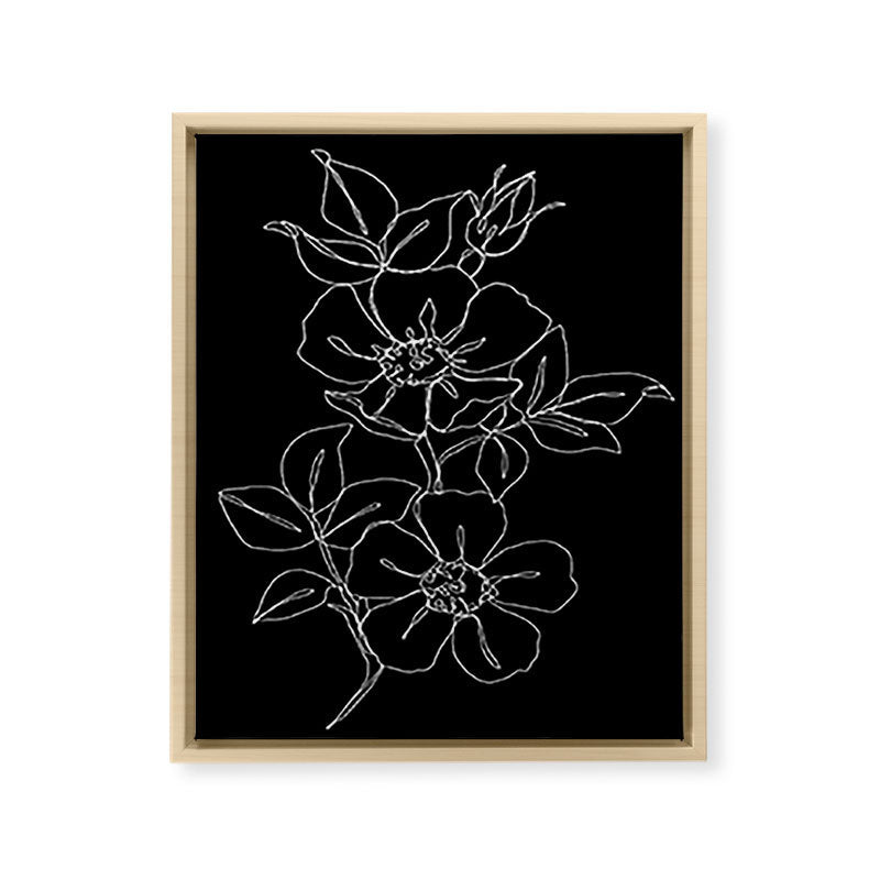 Botanical illustration one line drawing - Rose Black Framed Canvas Print Gallery Image 22