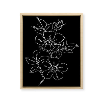 Botanical illustration one line drawing - Rose Black Framed Canvas Print Gallery Image 22