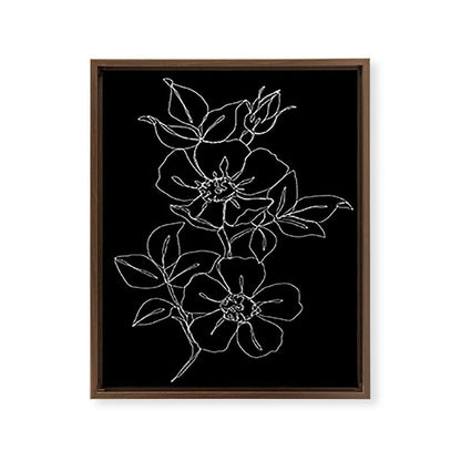 Botanical illustration one line drawing - Rose Black Framed Canvas Print Gallery Image 17