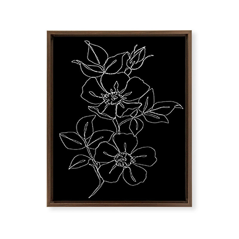 Botanical illustration one line drawing - Rose Black Framed Canvas Print Gallery Image 14
