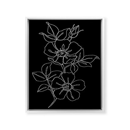 Botanical illustration one line drawing - Rose Black Framed Canvas Print Gallery Image 28
