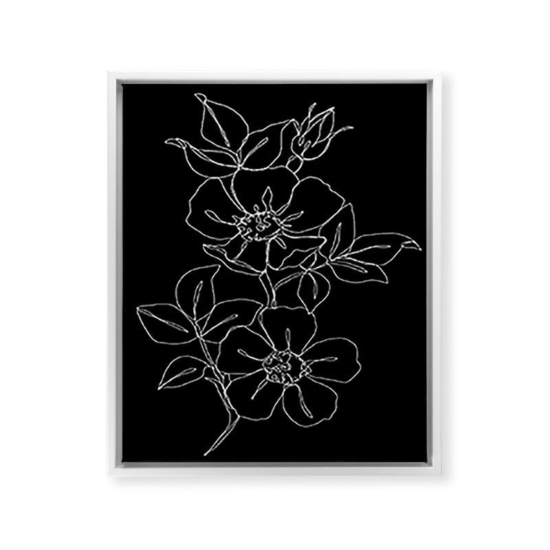 Botanical illustration one line drawing - Rose Black Framed Canvas Print Gallery Image 34
