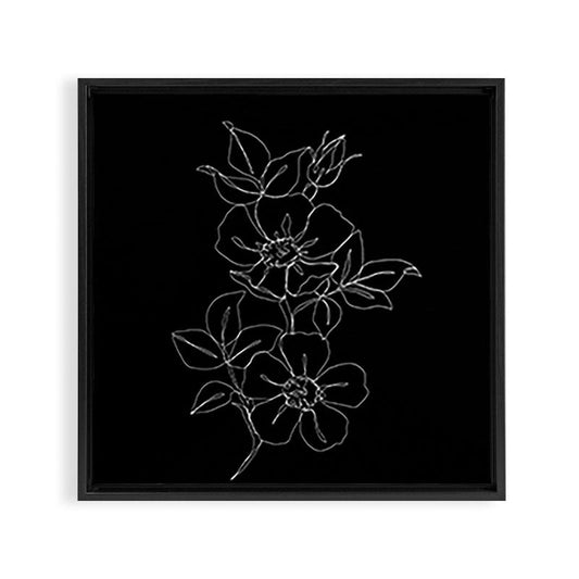 Botanical illustration one line drawing - Rose Black Framed Canvas Print Gallery Image 2