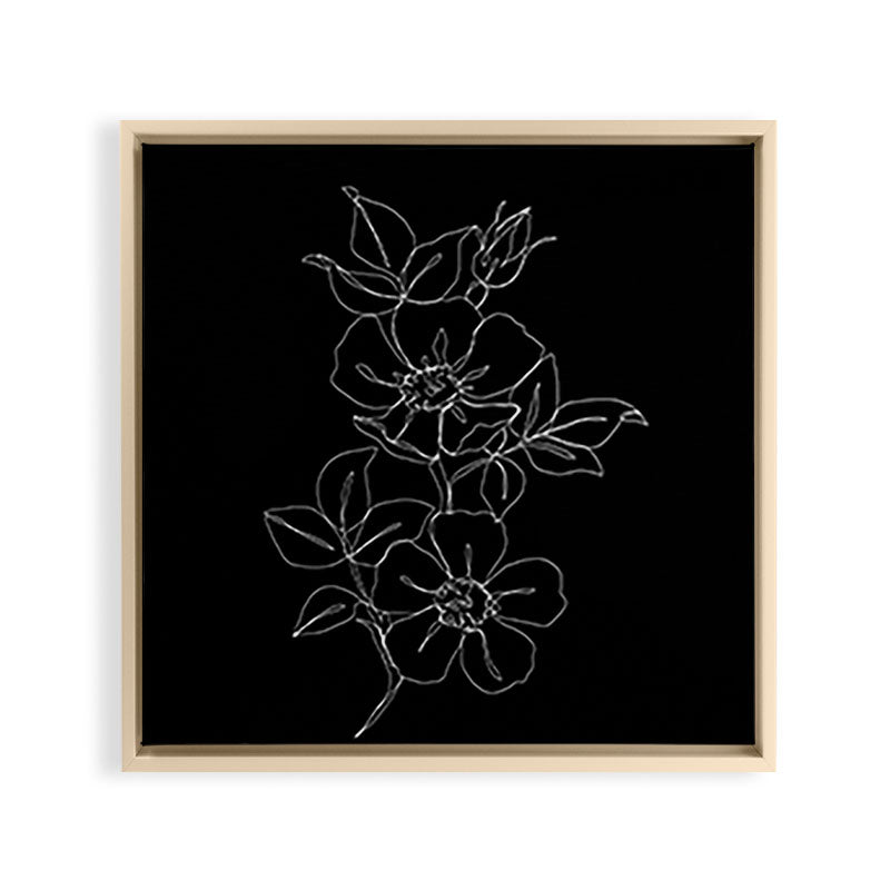 Botanical illustration one line drawing - Rose Black Framed Canvas Print Gallery Image 20