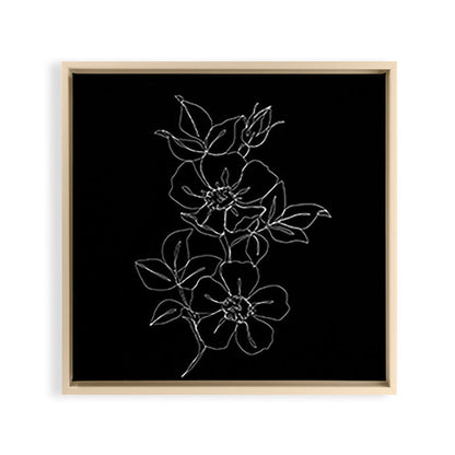 Botanical illustration one line drawing - Rose Black Framed Canvas Print Gallery Image 20