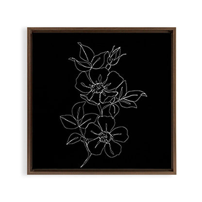 Botanical illustration one line drawing - Rose Black Framed Canvas Print Gallery Image 18