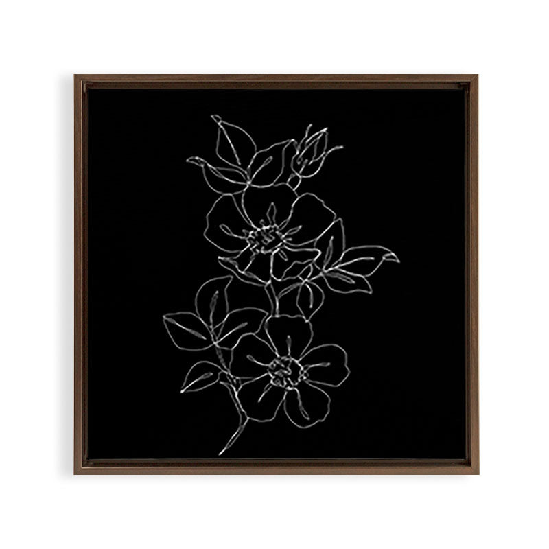 Botanical illustration one line drawing - Rose Black Framed Canvas Print Gallery Image 11