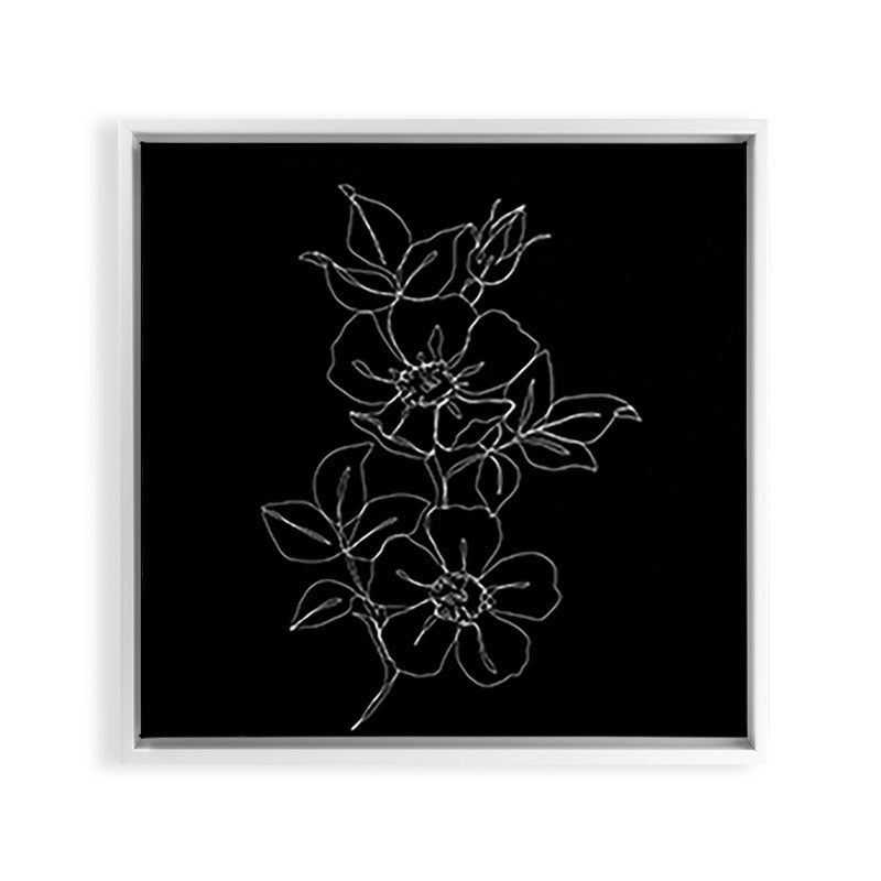 Botanical illustration one line drawing - Rose Black Framed Canvas Print Gallery Image 33