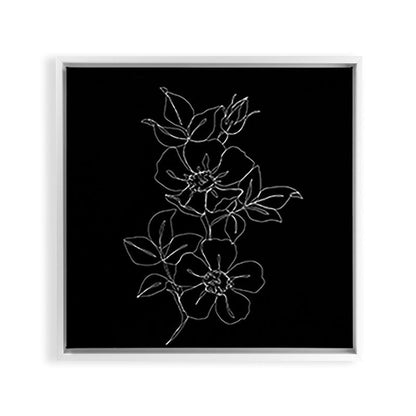 Botanical illustration one line drawing - Rose Black Framed Canvas Print Gallery Image 36
