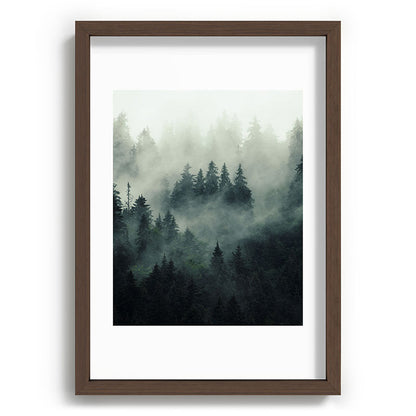 Green misty mountain pine forest in cloudy and rainy - vintage style photo Framed Art Print Gallery Image 89