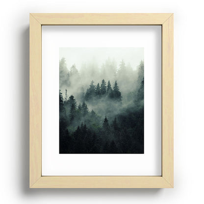 Green misty mountain pine forest in cloudy and rainy - vintage style photo Framed Art Print Gallery Image 96