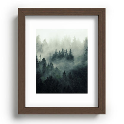Green misty mountain pine forest in cloudy and rainy - vintage style photo Framed Art Print Gallery Image 88